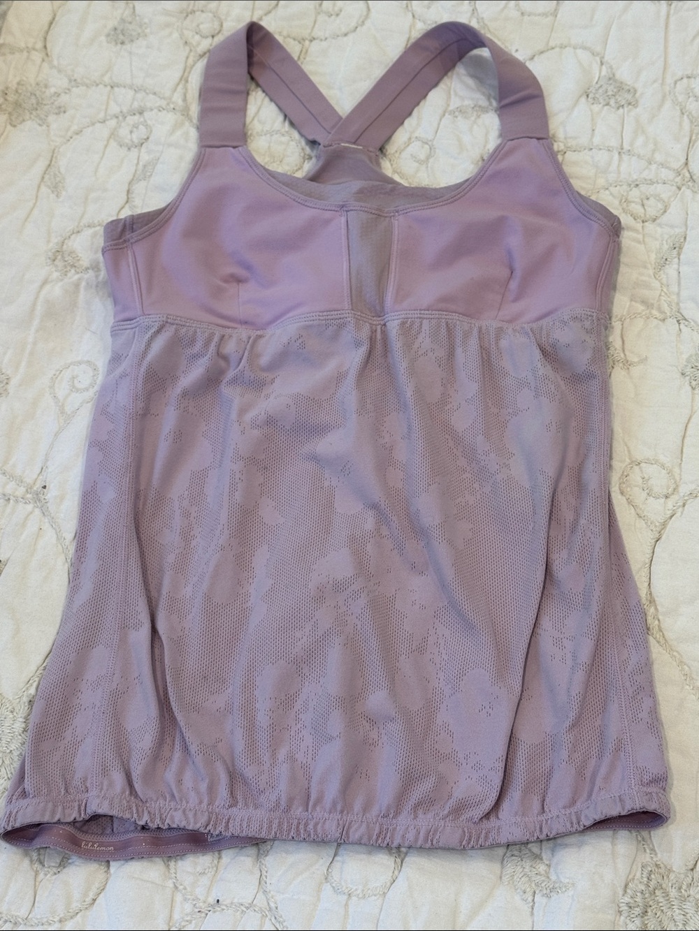 lululemon athletica Lavender floral pattern Stuff your bra -Detail Tank Top